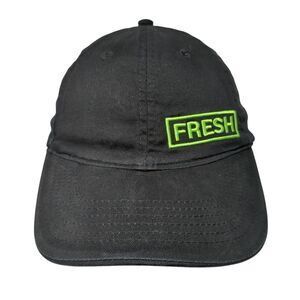 Fresh Strapback Hat Black One Size Adjustable Embroidered 6 Panel